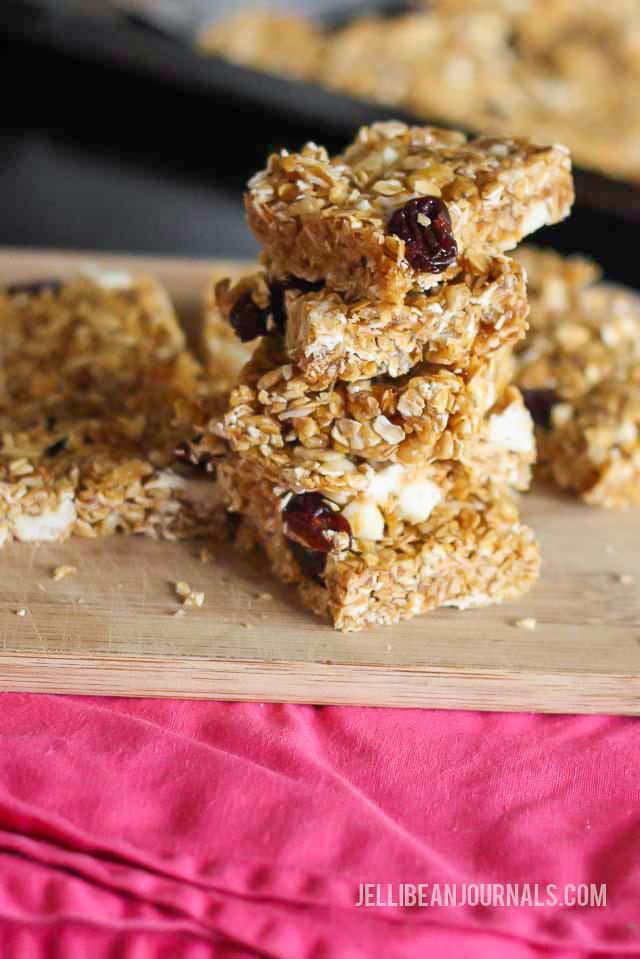 white chocolate cherry granola bars